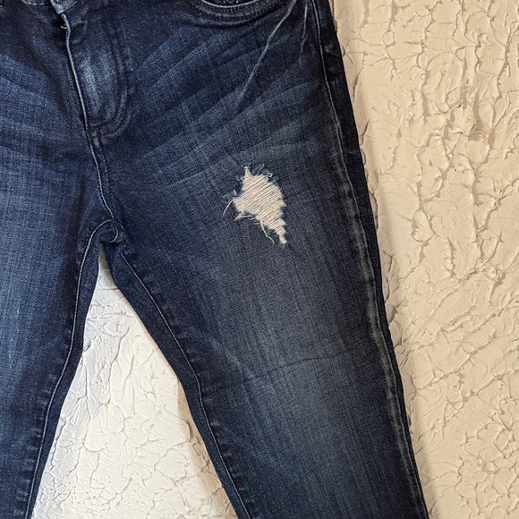 Kut from the Kloth Dark Wash Distressed Slim Boyfriend Jeans - Picture 5 of 9